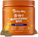 Zesty Tassut Monivitamiinihoidot koirille, Glukosamiini Chondroitin Joint Support + Ruoansulatuskanavan Entsyymit ja Probiootit, Grain Free Dog Vitamiinit ja lisäravinteet iholle ja turkki, maapähkinävoi - 90ct