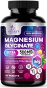 Magnesium Glycinate 500mg - Celated for Ultra Imeytyminen - tukee luun, lihasten, hermojen ja sydämen terveys, luonnon uni tuki, paras magnesium täydentää pillereitä koko kehon tuki - 60 tablettia