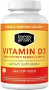 Berkley Jensen High Potency Vitamiini D3 2000IU (50 mikrog) (640 mikrog) (640 softgels), Ruokalisä hampaiden, lihasten, immuunitoiminnan ja Bone Health, miesten ja naisten, valmistettu Yhdysvalloissa, 640 päivän tarjonta