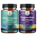 Bundle of Advanced Brain Supplement for Memory and Focus and Magnesium Glycinate Capsules for Aikuinen - Muisti täydentää Brain Fog Clarity Energy ja palauttaa - Unituki Immuniteetti & Bone Health