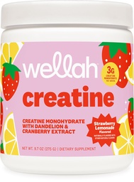 Wellah Creatiini naisille - Creatiini Monohydraattia voikukan & karpalouute (50 tarjoilua, mansikkasitruunaa)