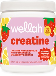 Wellah Creatiini naisille - Creatiini Monohydraattia voikukan & karpalouute (50 tarjoilua, mansikkasitruunaa)