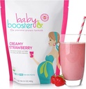 Vauva Booster Raskaus Proteiini Powder Powder Supplement Shake - OB / Gyn hyväksytty Prenatal & postnatal Imetys Käyttö - Aamulla sairaus helpotus vegaaninen DHA ja metyyli Folaatti - Kermainen mansikka, 1 lb