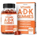 ADK Gummies D3- vitamiini K2 (60 sokeritonta gammia) D3- vitamiini K2 10 000iu/ 5 000iu - täydennysosa D & K - 10 vegaaninen täydentää - herkullinen vadelma maku - non GMO & USA Made - 60 Count