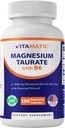 Vitamatic Magnesium Taurate 1500mg per tarjoilu - 180 kasvissyöjä kapselit (Provides 300 mg Elemental Magnesium) - Lisätty B6 maksimaalinen absorptio - tukee lihasten, nivelten ja sydämen terveys *