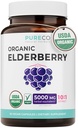 Organic Elderberry kapselit - 10:1 Extract Yhtä suuri kuin 5,000 mg tuoreita vandelmia (Vegaani) immuunituki, allergia, Sinus Relief - Sambucus Nigra - Musta vanderberry - 30 Caps (ei pillereitä tai Gummies)