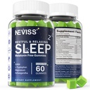 NEVISS Melatoniinin ilmainen unilääke Gummies aikuisille - Magnesium Glycinate Gummies ... GABA, L-Tryptofaani, Magnesium, Ashwagandha - Ei-Luokanmuodostelma, Apua syvään rentoutumiseen - Vegan, Lemon Flavor, 1Pack