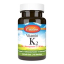 Carlson - K2-vitamiini MK-7 (Menakinoni), 180 mikrog, luutuki, kalsiumin biologinen hyötyosuus, K2-vitamiini, K-2-vitamiini, 90 Softgelia