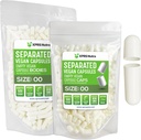 XPRS Nutra Vegan Koko 00 Erilliset kapselit - 500 Count Premium Tyhjät kapselit Erotettu laukkuihin - 00 pillereitä Tyhjä DIY täydennystä (valkoinen)
