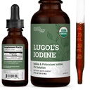 Organic Lugolin jodi, jodi ja kalium Iodide 2% Solution 3000 mikrog - Liquid Supplement Drops Kilpirauhasen tukea naisille ja miehille, aineenvaihdunta terveys, Detox Boost - ei-GMO, 395 Servings (2 Oz)