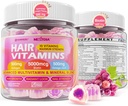 Hiusten kasvua Vitamiinit Liquid-Filled Gummies - Biotiini 5000 mcg, Hydrolysoitu Collagen Peptides, Omega 3-6-9, Hyaluronihappo, Metyylifolaatti, Methylcobalamiini - Terveet hiukset, iho ja kynnet täydentää naisten