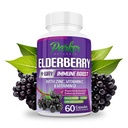 Parker Naturals Organic Elderberry kapselit, 4-Way Immuuni Boost Elderberryt, C-vitamiinit, D & Sinkki tuki, 1260,1 mg Elderberry täydentää aikuisille, 60 kapselia