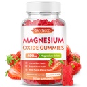 Magnesiumoksidi Gummies 400 mg, purutabletti täydentää aikuisille ja lapsille, hermojen ja lihasten tuki, ei-GMO, sokeriton, mansikka maku 60