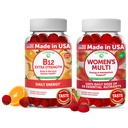 Lunakai B12-vitamiini ja naisten monivitamiinitypyjä Bundle - 3000 mcg Metyylicobalamiini Korkea Imeytyminen Energia Gummy - 100% päivittäinen arvo 16 välttämättömiä vitamiineja ja kivennäisaineita täydentää - 30 päivän tarjonta