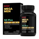 GNC Mega Men 50 Plus Multivitamiini Caplets, kliinisesti todistettu, Heart & Prostate Health, B-vitamiinit, Saw Palmetto, muisti, D- 3, 60