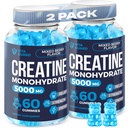 5000mg Kreatiini Monohydraatti Gummies Formula miehille ja naisille Ultimate lihasten rakentaja, Energy Booster & Pre-Workout täydentää (2 pakkaus)