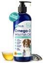 Nestemäinen kalaöljy koirille Omega 3, 6 ja 9 rasvahapot, Wild kiinni Islannista, iho ja takki Supplement sheddding, kutiava iho, allergiat, aivot ja sydän terveys, Rich in EPA + DHA - 16 oz