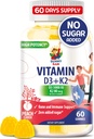 Sokeriton D3-vitamiini K2 Gummies 5000 IU - Immuunit ja luut - D-vitamiinin lisäravinteet aikuisille - Korkea-Absorptio, Vegan, Halal, Gluteenittomat pureskeltavat vitamiinit
