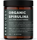 Erbiologia Organic Spirulina Powder 3,2 oz - 45 Servings - kestävästi Lähde Portugalissa - Energia ja immuniteetit tuki - Rikas klorofylli, B-vitamiinit, rauta ja fosfori - Vegaani - GMO-vapaa