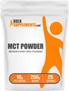 BulkSupplements.com MCT Powder - Medium Chain Triglyseridit, alkaen MCT Coconut Oil, MCT Oil Powder - MCT Supplement for Energy - Gluten Free, 10g per Serving, 250g (8,8 oz) (Pakkaus 1)
