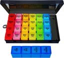 Viikoittain pilleri Organizer 4 Kertaa päivässä, Suuri lääketiede Organizer, Pill Box 7 Päivä 28 Osasto, Kannettava matka pilleri Case vitamiini ja täydentää (väri)
