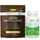 Vegan Vanilla Collagen Protein Powder + Kalsium & Magnesium Complex Bundle, kattava luutuki, Igennus