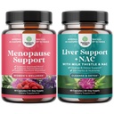 Bundle of Menopause Supplement for Hot Flashs with Dong Quai Vitex Chaste Berry & Black Cohosh and Liver Support NAC - Milk Thistle N Acetyl Cysteine with Turmeric, Choline, Voikukka & L-Glutatione