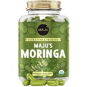Maju Superfoods Organic Moringa Capsules, Oleifera Leaf, Extra-Fine Quality Moringa Leaves, Kuivatut rummunpalapuun lehdet, Organic Moringa Powder Extract Supplement Kapselit kasvista (90 t)