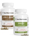 Ergotioneiini (60ct) ja Lions Mane (120ct) Bundle Shiitake- ja Oyster Mushroom -uutteet - pitkäikäisyys ja kognitio - Vegaani, gluteeniton, ei GMO:eja