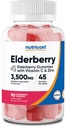 Nutricost Elderberry Gummies C-vitamiinia ja sinkkiä 90 Gummies - Gluteeniton, kasvissyöjä