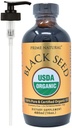 PRIME NATURAL Organic Black Seed Oil 16oz - Kylmäpuristettu jalostamaton korkea Thymokinoni 1,7% USDA Certified - Turkin alkuperä Potent Nigella Sativa Liquid - Vegaani Omega 3 6 9, Antioksidantti