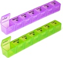 2-Pack suuri viikoittain pilleri Järjestäjä, Vitamin pillerilaatikko Järjestäjä 7 Päivä isot Osastot, Am Pm pilleri tapauksessa matkustaa, XL Lääketiede Järjestäjä 14 Päivä kalaöljyjä, Vitamiinin haltija täydentää