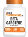 BulkSupplements.com Beta Caroline 25000 IU Softgels - A-vitamiinilisä, Betakaroteeni lisäravinteet - silmän tuki, Gluteeniton, 1 Softgel per Serving, 365 Luku (Pakkaus 1)