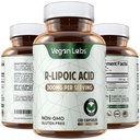 Vegan Labs R-lipoiinihappo 300MG, 120 vegan kapselit- Tukee solumainen energia ja antioksidantti suojaus - gluteeniton, ei-GMO, stabiloitu R-ALA täydennysosa- 4 kuukautta