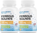 Puregen Labs Ferrous Sulfaatti 325 mg (65 mg Elementaalinen rauta) Korkea Potenssi Rauta Supplement ... Ei keinotekoisia väri lisäaineita - Yhteensä 400 tablettia Valmistettu USA