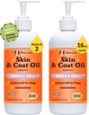 Natural Dog Company 2 Pack - 16 oz. Iho- ja turkkiöljy, tukee ihon terveyttä, kalaöljy täydentää koirille, rasvahapot, antioksidantti, Multi koira perheille, suuri rotu koirat, 32 oz. Arvo