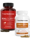 Real Sienet RealClarity (60ct) ja Cordyceps (120ct) Kapselit Bundle - Sieni täydentää mielen selvyyden, keskittyä, energia ja elinvoima - Vegan, ei-GMO, todennettu tasot beta-Glukaanit