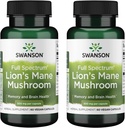 Swanson Full Spectrum Lion's Mane Mushroom - Aivojen terveys täydentää tukea muistia, keskittyä ja selkeyttä* - Voi myös tukea Immuuni, sydän ja ruoansulatusterveys - Gluteeniton & GMO - 60 kapselia (2 pakkaus)