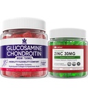 Sokeriton Sinkki Gummies 2 pakkaus + Glukosamiini Chondroitin Gumies 2 pakkaus