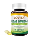 Lovita Algae Omega-3, Vegan ja Plant-Based DHA & DPA, Fish Oil Algae Oil Algae Oil, Support Heart and Brain Health, Carrageen-Free, 90 Softgels