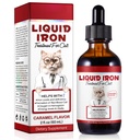 Liquid Iron for Cats, Liquid Iron Drops varten Kissat Tukee Anemia, Alhainen Enery tasot ja letargia Kissat - parantaa energiatasoja ja elinvoimaa, Lemmikkitarvikkeet Cat Vitamiini täydentää, Caramel Flavor - 2 fl.oz