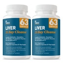 Tobias Liver 21 Day Cleanse, Herbal Liver Detox Cleanse with Solarplast, Artisoke Extract, Milk Thistle, Dandelion Extract & Digestive Enzymes, 63 Vihanneskapselit, 3 Päivittäinen, Pakkaus 2