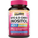 Inositoli Supplement, Myo-Inositoli & D-Chiro Inositoli Hedelmällisyys täydentää naisille, 40:1 Ihanteellinen suhde, Hormonitasapaino ja munasarja tuki, 120 Vegaani kapselia