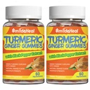 Turmeric Curcumin Gummies 500mg, Turmeerinen juuriuute, inkivääri juuri, Black Pepper Extract, antioksidantti tuki, Orange Flavor Gummies, 60 Count (Pack of 2)