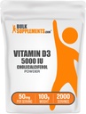 BulkSupplements.com D3-vitamiini Powder - Kolekalsiferoli, 5000 IU - Gluteeniton, 50 mg (125 ml D3-vitamiinia) per annos, 100g (3.5 oz) (pakkaus 1)