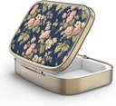 Pilleri Case Pillerilaatikko Peili Retro 2 Osasto Pieni pilleri tapauksessa laukku tai Pocket Pronssi Suorakulmainen pilleri laatikko tai vitamiineja, kalaöljy, lisäravinteet, pilleri sisältää matkalahjat(Retro Rose Floral)