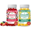 Lunakai Prenatan ja D3-vitamiinia Gummies Bundle - Raskaus Multivitamiini Gummy Iron & Folic Acid - Immuniteetti, luun ja mielialan tuki täydentää aikuisille - 30 päivän tarjonta