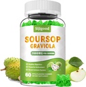Sokeriton Soursop Graviola Gummies - Organic Soursop Lehdet & Hedelmäuute - Ruoansulatus, Immuunituki & antioksidantti ominaisuudet - 60 Apple Flavored Gummies