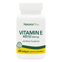 NaturesPlus-vitamiini E - 400 iu sekoitettu D-tokoferoli, 60 Softgels - Helppo niellä E-vitamiinin lisäravinteet, johdettu luonnon soijaöljystä - vapaa rotu puolustus - Gluteeniton - 60 tarjoilua