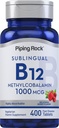 Piping Rock-vitamiini B12 Sublingual Tabletit ... 1000 mikrogrammaa ... 400 pilleriä...